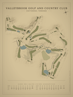 Valleybrook Golf and Country Club course map poster, Vintage style, 12×16 / 18×24