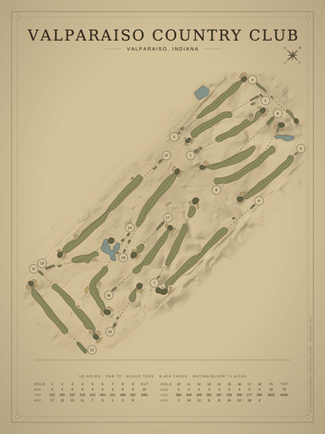 Valparaiso Country Club Course Map poster