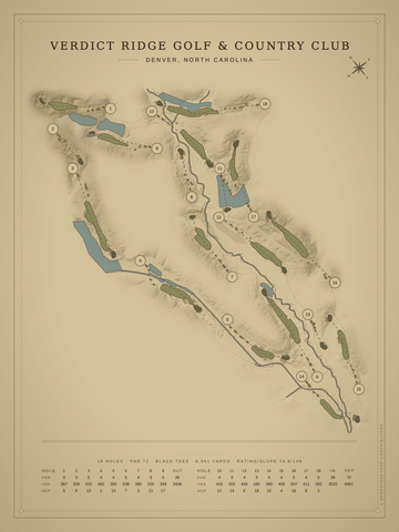 Verdict Ridge Golf & Country Club Course Map poster
