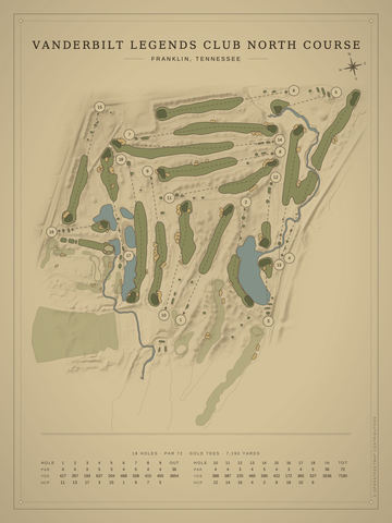 Vanderbilt Legends Club North Course Map poster