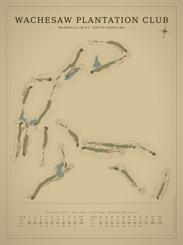 Wachesaw Plantation Club Course Map poster