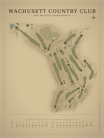 Wachusett Country Club Course Map poster