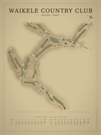 Waikele Country Club course map poster, Vintage style, 12×16 / 18×24