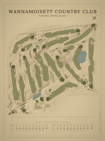 Wannamoisett Country Club Course Map poster