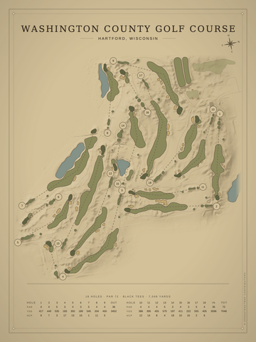 Washington County Golf Course Map poster