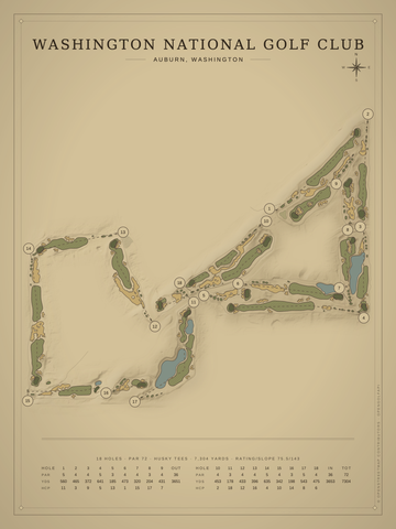 Washington National Golf Club Course Map poster