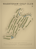 Washtenaw Golf Club course map poster, Vintage style, 12×16 / 18×24