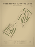 Watertown Country Club course map poster, Vintage style, 12×16 / 18×24