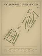 Watertown Country Club course map poster, Vintage style, 12×16 / 18×24