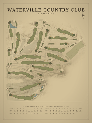 Waterville Country Club Course Map poster