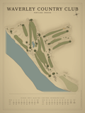 Waverley Country Club course map poster, Vintage style, 12×16 / 18×24