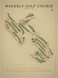 Waverly Golf Course map poster, Vintage style, 12×16 / 18×24