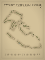 Waverly Woods Golf Course map poster, Vintage style, 12×16 / 18×24