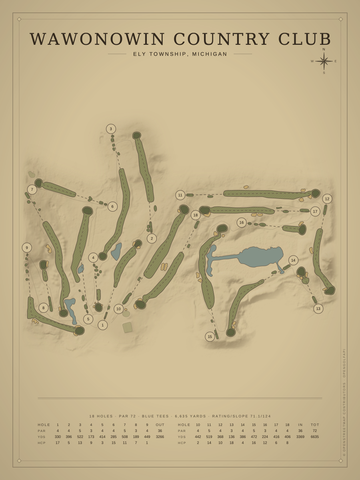 Wawonowin Country Club Course Map poster