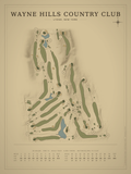 Wayne Hills Country Club course map poster, Vintage style, 12×16 / 18×24