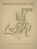 Wayzata Country Club course map poster, Vintage style, 12×16 / 18×24