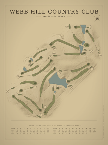 Webb Hill Country Club Course Map poster
