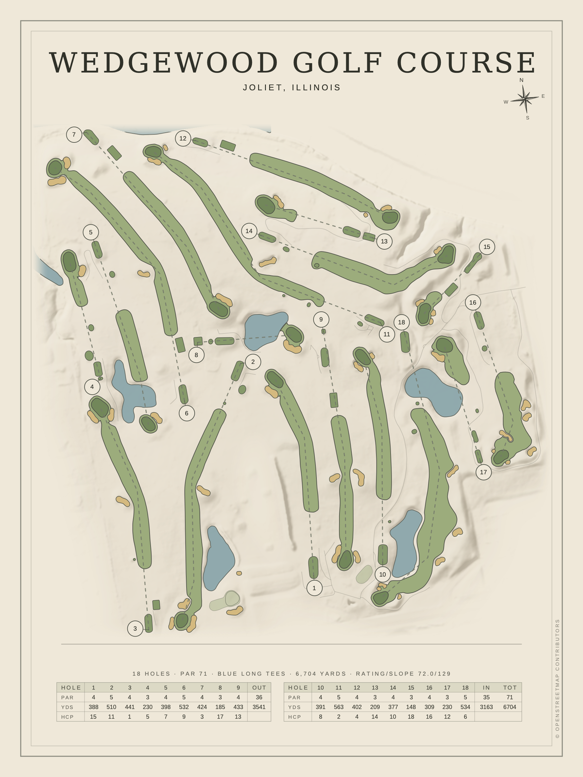 Wedgewood Golf Course map poster, Classic style, 12×16 / 18×24