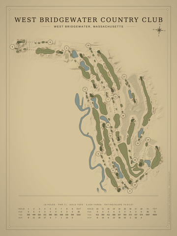 West Bridgewater Country Club Course Map poster