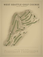 West Seattle Golf Course map poster, Vintage style, 12×16 / 18×24
