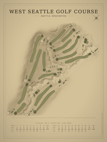 West Seattle Golf Course Map poster