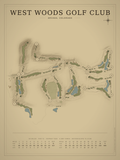 West Woods Golf Club course map poster, Vintage style, 12×16 / 18×24