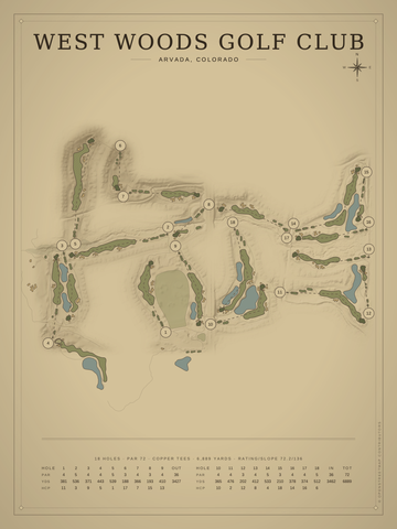 West Woods Golf Club Course Map poster