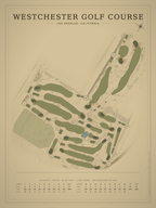 Westchester Golf Course map poster, Vintage style, 12×16 / 18×24