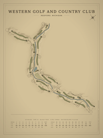Western Golf and Country Club Course Map poster