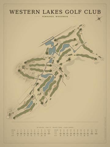 Western Lakes Golf Club Course Map poster