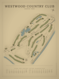 Westwood Country Club course map poster, Vintage style, 12×16 / 18×24
