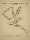 Whispering Creek Golf Club course map poster, Vintage style, 12×16 / 18×24