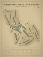 Whispering Pines Golf (Meadville) course map poster, Vintage style, 12×16 / 18×24