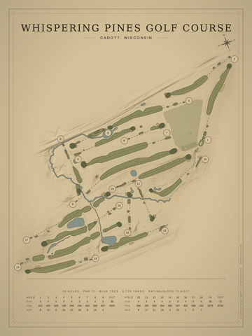 Whispering Pines Golf Course Map poster