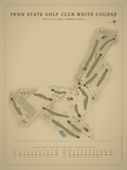 Penn State Golf Club White Course map poster, Vintage style, 12×16 / 18×24