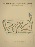 White Deer Country Club course map poster, Vintage style, 12×16 / 18×24