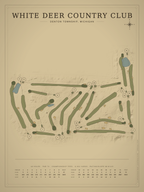 White Deer Country Club course map poster, Vintage style, 12×16 / 18×24