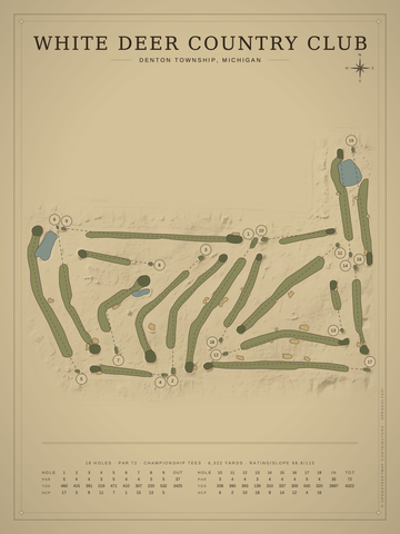 White Deer Country Club Course Map poster
