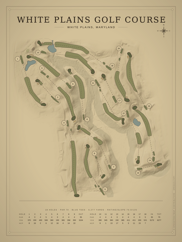 White Plains Golf Course Map poster