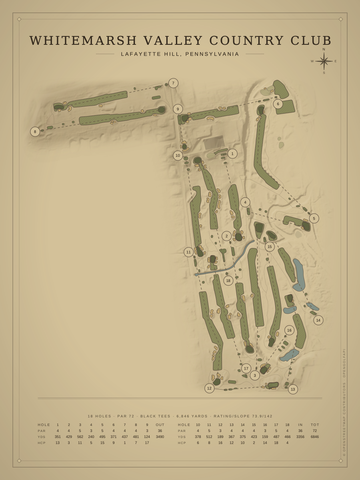 Whitemarsh Valley Country Club Course Map poster