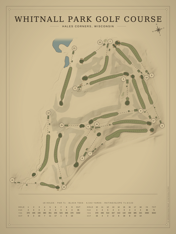 Whitnall Park Golf Course Map poster