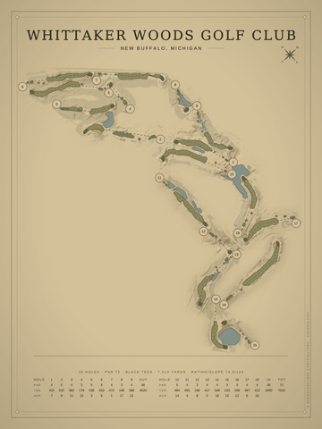 Whittaker Woods Golf Club Course Map poster