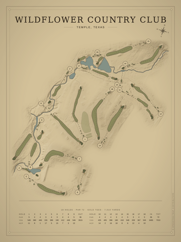 Wildflower Country Club Course Map poster