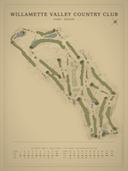 Willamette Valley Country Club course map poster, Vintage style, 12×16 / 18×24