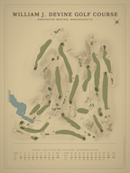 William J. Devine Golf Course map poster, Vintage style, 12×16 / 18×24