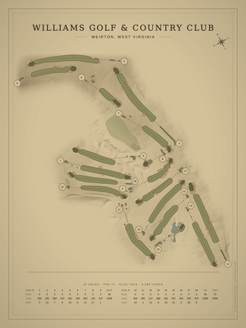 Williams Golf & Country Club Course Map poster