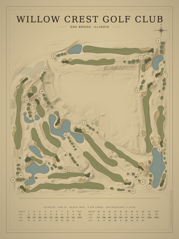 Willow Crest Golf Club Course Map poster