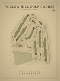 Willow Hill Golf Course map poster, Vintage style, 12×16 / 18×24