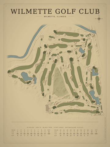 Wilmette Golf Club Course Map poster