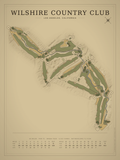 Wilshire Country Club course map poster, Vintage style, 12×16 / 18×24